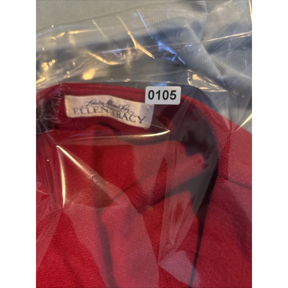 Linda Allard for Ellen Tracy Red 100% Wool Open Front Cardigan Jacket Womens 8 - Picture 12 of 12